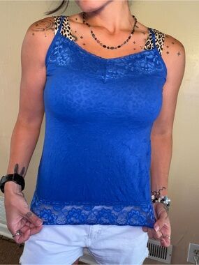 Maurices Royal Blue Y2K Lace-Trim Camisole 90s 2000s Fashion Style